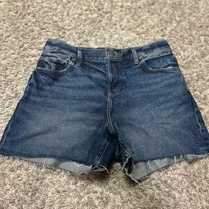 Express raw edge denim shorts